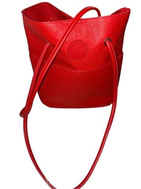 Desigual Lazarus Nerima red leather-effect tote bag featuring embossed logo